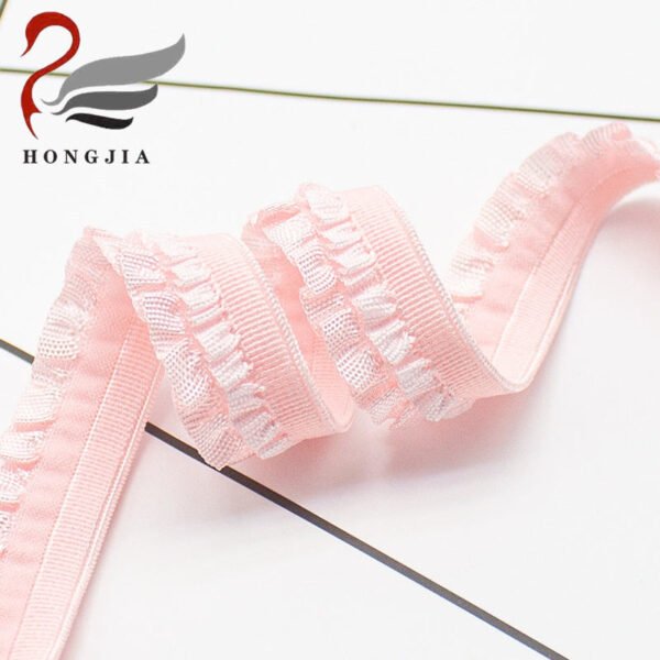 Excellent Quality Nylon Stretch Wooden Ear Lace Trims Ribbons Baby Shoes Garment Elastic Band for Sewing