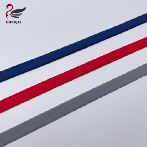 Factory Sales Custom logo Color Velvet Jacquard Elastic Band Nylon Soft Elastic Webbing Bra Elastic Strap