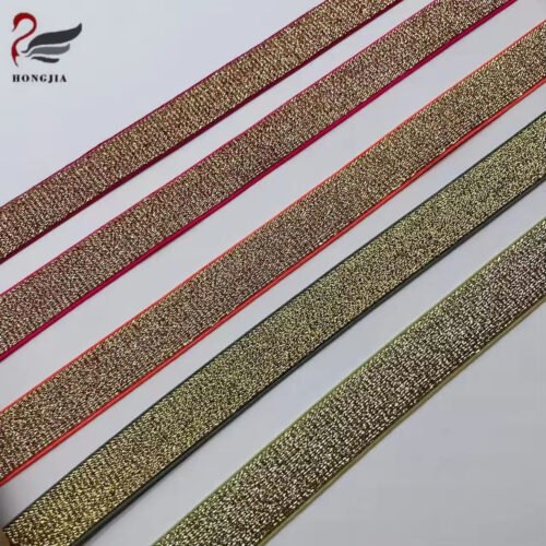 Main-01 High Quality Colorful 20mm Shiny Glitter Elastic Band Nylon Underwear Elastic Webbing Bra Strap