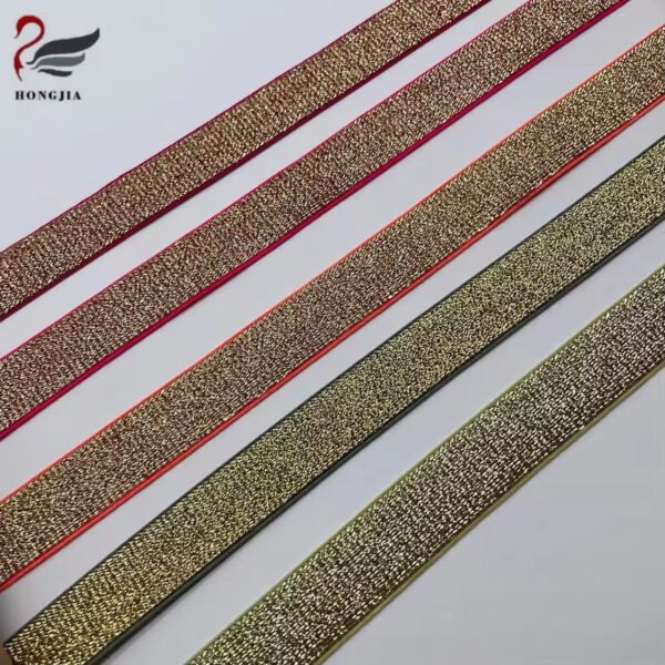 High Quality Colorful 20mm Shiny Glitter Elastic Band Nylon Underwear Elastic Webbing Bra Strap