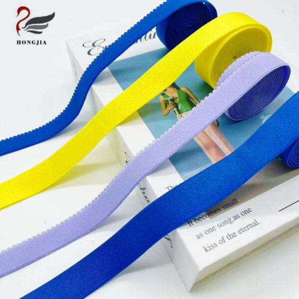 Wholesale 15mm Nylon Elastic Band Picot Edge Elastic Trim Webbing Non slip Elastic Shoulder Straps for Bra