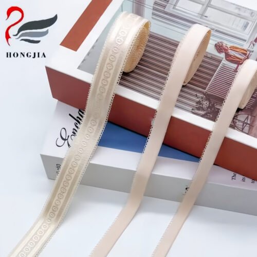 Custom logo Plush Adjustable Shoulder Strap Shiny Nylon Jacquard Elastic Band Non slip Bra Strap Elastic