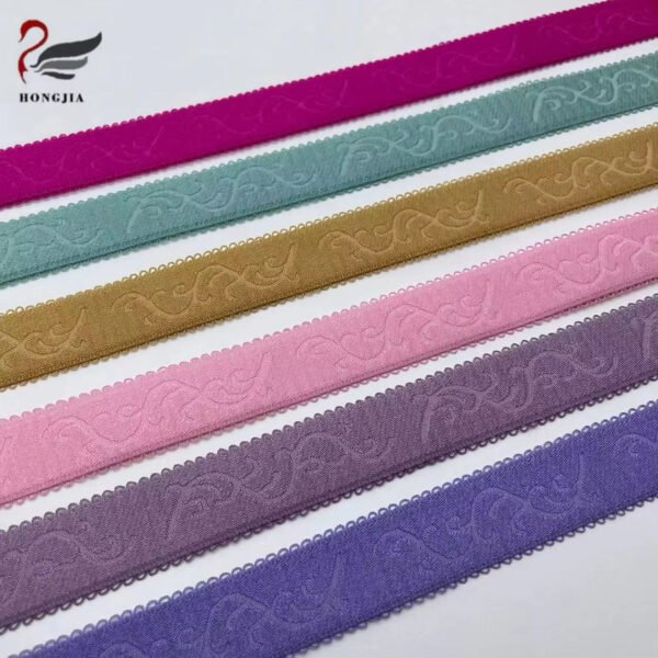 Factory Supply Multiple Color Plush Underwear Elastic Band Picot Lace Bra Elastic Strap Nylon Jacquard Elastic Band