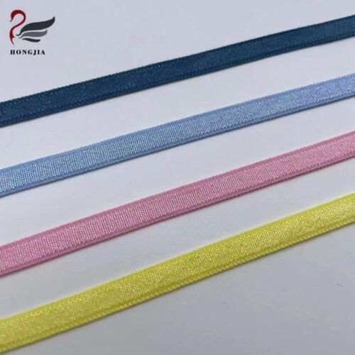 Wholesale Colorful Shiny Elastic Shoulder Strap Nylon Elastic Band Woven Anti-slip Bra Strap Elastic for Underwear