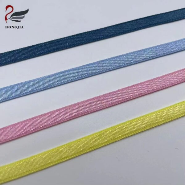 Wholesale Colorful Shiny Elastic Shoulder Strap Nylon Elastic Band Woven Anti-slip Bra Strap Elastic for Underwear