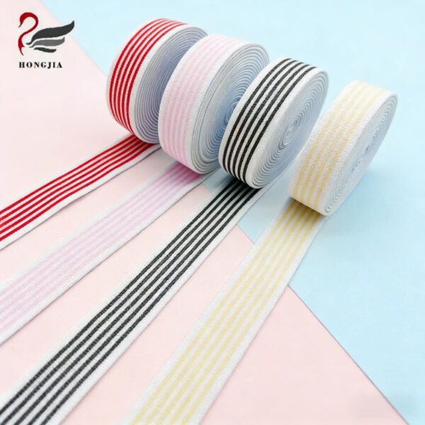 Factory Wholesale 25mm Colorful Striped Printing Elastic Band Bra Shoulder Strap Knitted Underwear Elastic Band