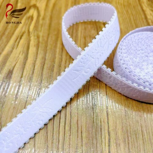Custom logo Printing 18mm Underwear Elastic Band Nylon Elastic Bra Strap Picot Edge Jacquard Elastic Band