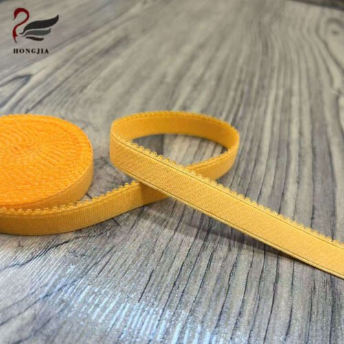 Main-01 High Quality 12mm Yellow Soft Nylon Anti-slip Picot Edge Elastic Bra Strap Lace Elastic Trim Band for Bra