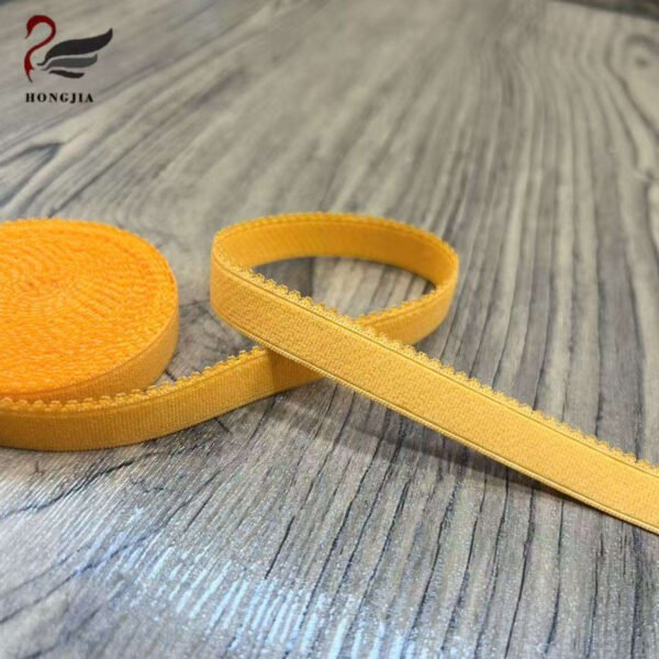High Quality 12mm Yellow Soft Nylon Anti-slip Picot Edge Elastic Bra Strap Lace Elastic Trim Band for Bra