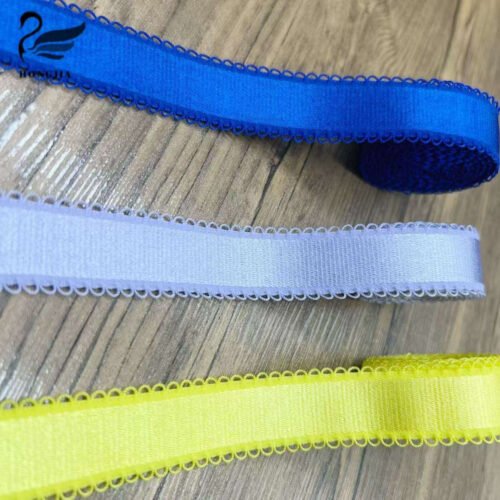 Wholesale Colorful 23mm Polyamide Double Sided Shiny Elastic Bra Strap Picot Elastic Lace Trim for Lingerie