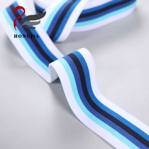 Wholesales Colorful 35mm Width Underwear Elastic Band Stripe Knitted Elastic Waistband Nylon Jacquard Elastic Band