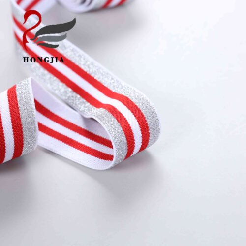 Wholesale Custom logo 32mm Shiny Elastic Band Polyamide Elastic Waistband Stripe Jacquard Elastic Band