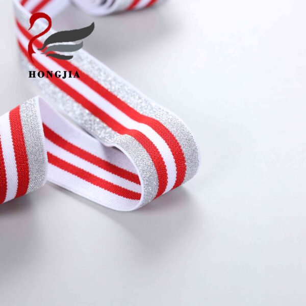 Wholesale Custom logo 32mm Shiny Elastic Band Polyamide Elastic Waistband Stripe Jacquard Elastic Band