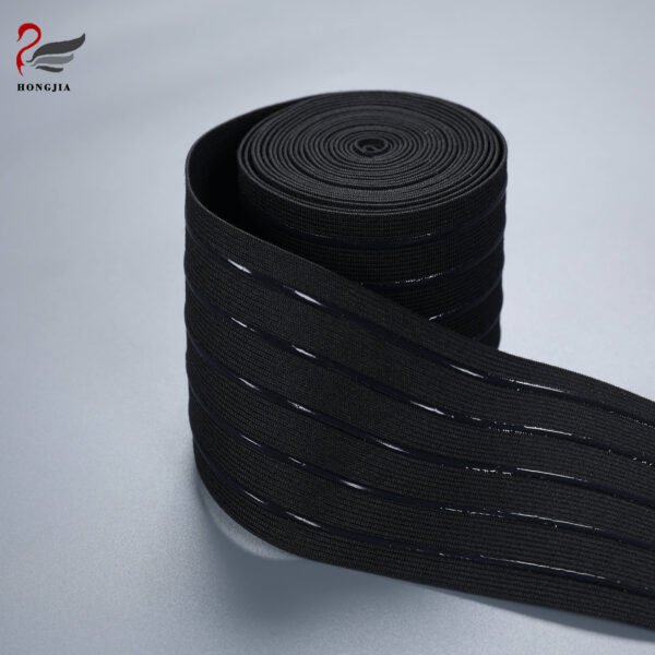 Main-01 Customized 8.5cm Wide Silicone Gripper Elastic Waistband Anti-slip Silicone Coated Elastic Band for Cycling Sportswear