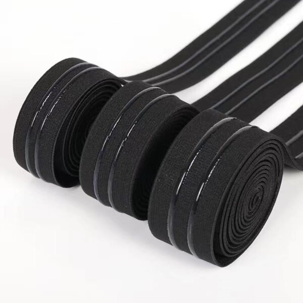 Custom Logo Black Durable Silicone Gripper Elastic Tape Non-slip Silicone Elastic Band for Garment