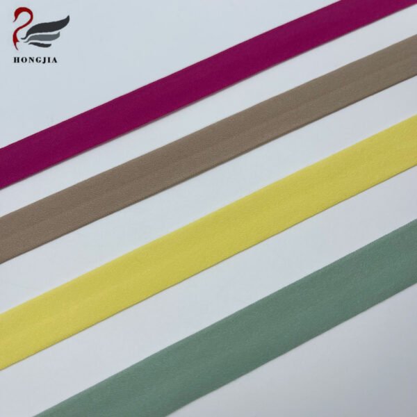 Factory Wholesale 10mm 20mm Fold Over Nylon Underwear Elastic Band Knitted Fold Over Elastic for Bra Strap