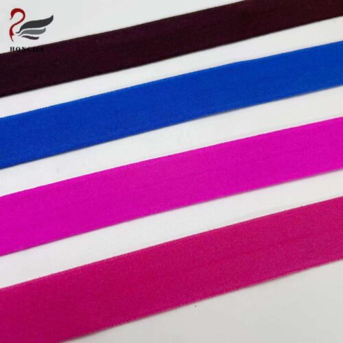 High Quality Colorful Single Side Satin Ribbon Nylon Elastic Waistband Band Bias Binding Tape Fold Over Elastic