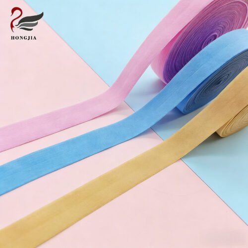 Factory Wholesale 15mm Colorful Elastic Edge Binding Bias Tape Nylon Fold Over Elastic Band for Underwear