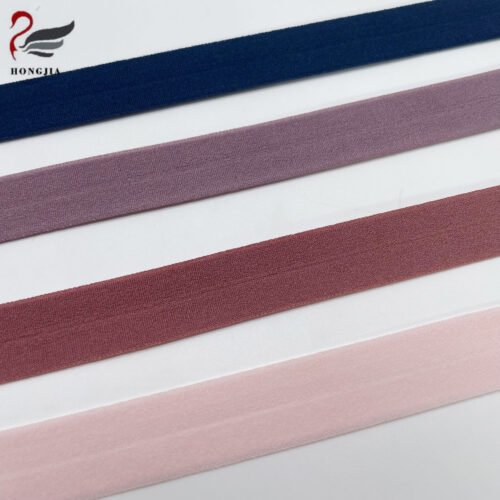 Hot Selling 12mm 15mm 20mm Fold Over Elastic Bias Tape Nylon Bra Elastic Band Knitted Fold Over Elastic for Underwear