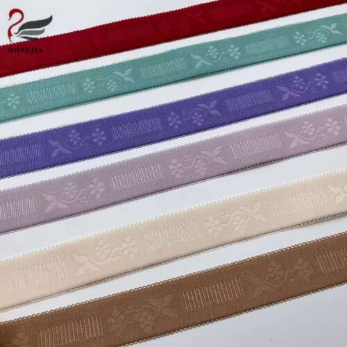 Custom Colorful Soft Polyamide Picot Edge Elastic Bra Strap Lingerie Elastic Lace Trim Jacquard Elastic Band