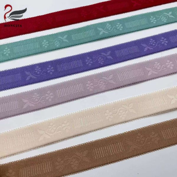 Custom Colorful Soft Polyamide Picot Edge Elastic Bra Strap Lingerie Elastic Lace Trim Jacquard Elastic Band