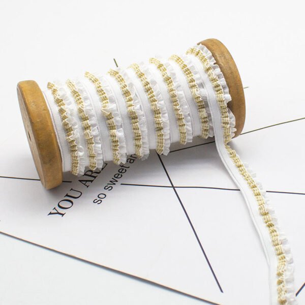 Excellent Quality Nylon Stretch Wooden Ear Lace Trims Ribbons Baby Shoes Garment Elastic Band for Sewing
