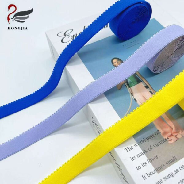 Wholesale 15mm Nylon Elastic Band Picot Edge Elastic Trim Webbing Non slip Elastic Shoulder Straps for Bra