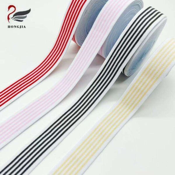 Factory Wholesale 25mm Colorful Striped Printing Elastic Band Bra Shoulder Strap Knitted Underwear Elastic Band