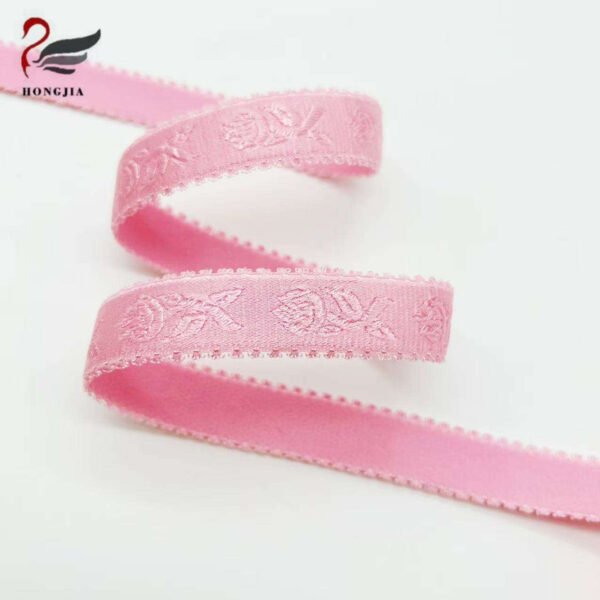 Wholesale Custom logo 18mm Colorful picot edge Jacquard Elastic Band Nylon Anti-slip Shiny Elastic Bra Straps for Underwear