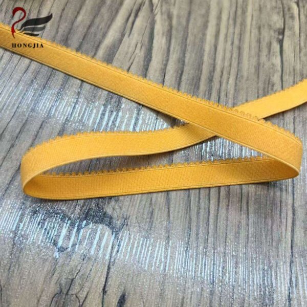High Quality 12mm Yellow Soft Nylon Anti-slip Picot Edge Elastic Bra Strap Lace Elastic Trim Band for Bra
