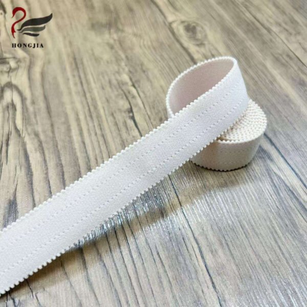 Custom Logo 25mm Polyamide Soft Non-slip Plush Lingerie Elastic Band Scalloped Picot Edge Elastic Bra Straps