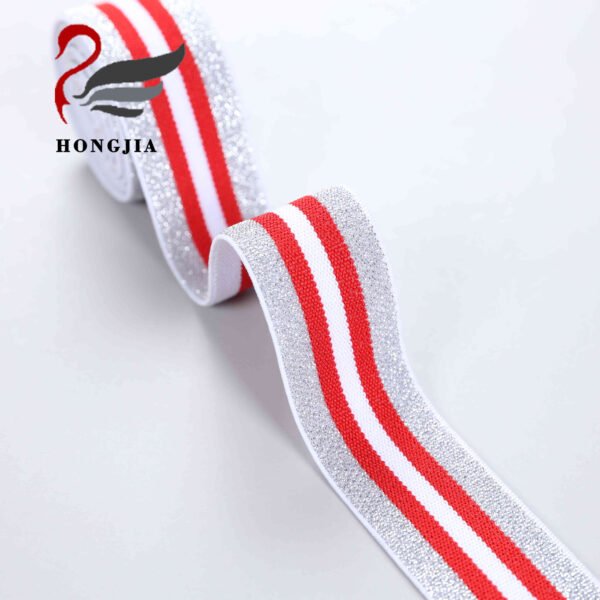 Wholesale Custom logo 32mm Shiny Elastic Band Polyamide Elastic Waistband Stripe Jacquard Elastic Band