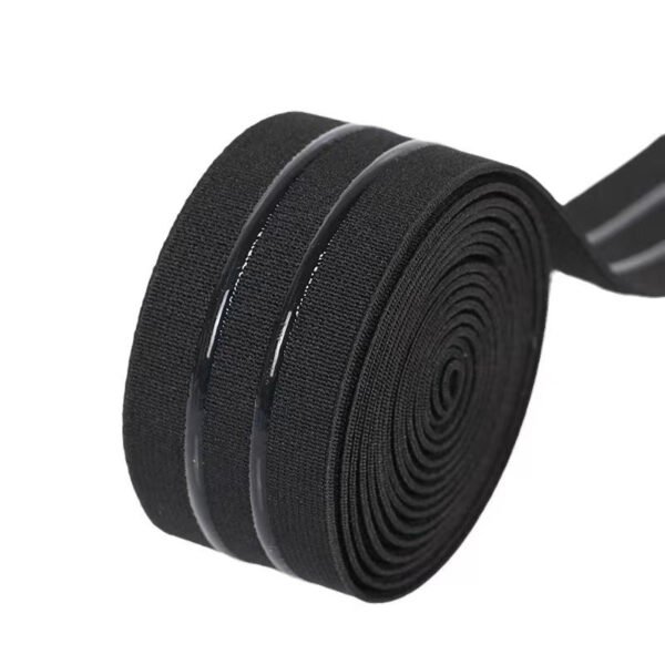 Custom Logo Black Durable Silicone Gripper Elastic Tape Non-slip Silicone Elastic Band for Garment