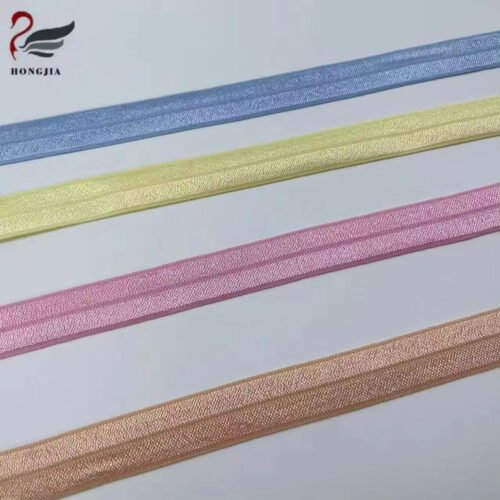 Custom Printing Nylon Spandex Knitted Bias Binding Elastic Tape Herringbone Fold Over Elastic for Underwear