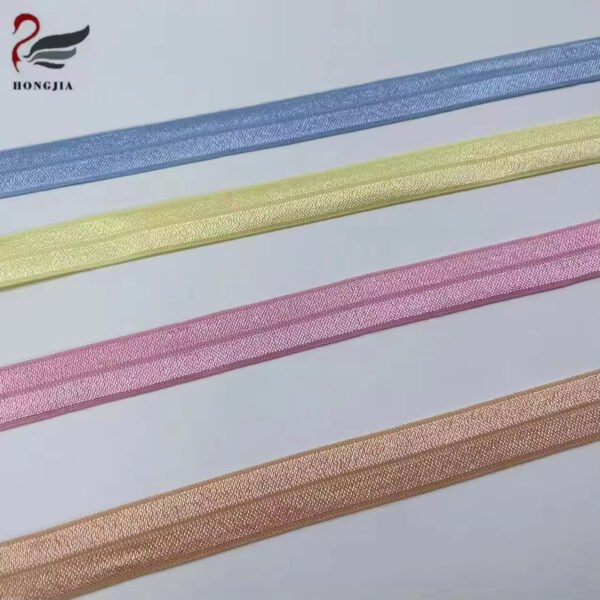 Custom Printing Nylon Spandex Knitted Bias Binding Elastic Tape Herringbone Fold Over Elastic for Underwear