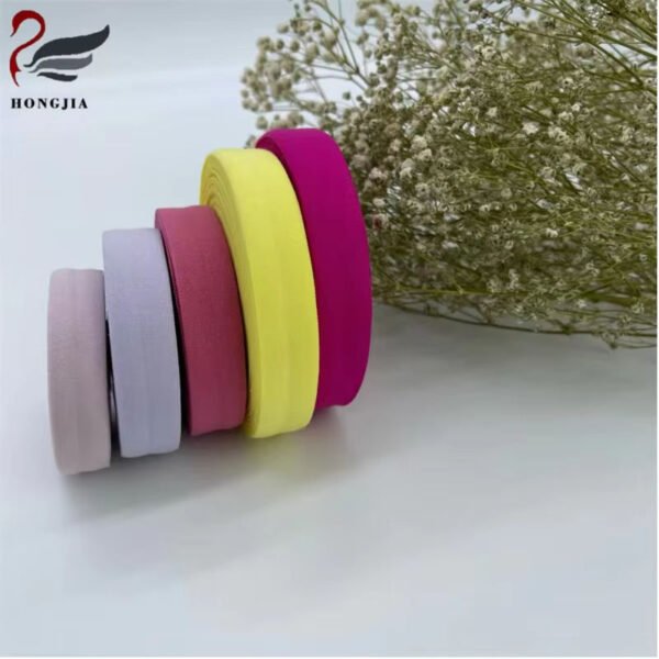 Main-02 Factory Custom Colorful Soft Elastic Binding Bias Tape Nylon Fold Over Elastic Band for Underwear