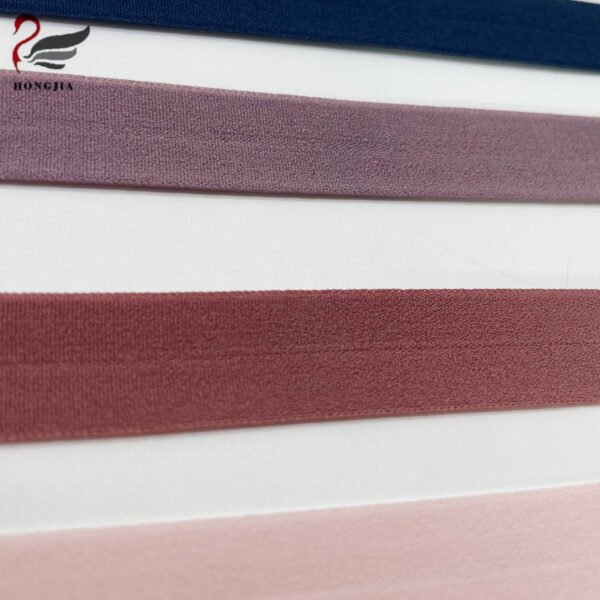 Hot Selling 12mm 15mm 20mm Fold Over Elastic Bias Tape Nylon Bra Elastic Band Knitted Fold Over Elastic for Underwear