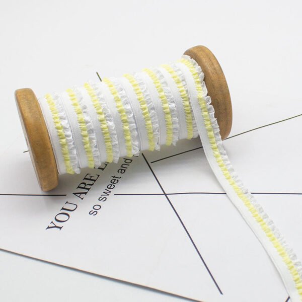 Excellent Quality Nylon Stretch Wooden Ear Lace Trims Ribbons Baby Shoes Garment Elastic Band for Sewing