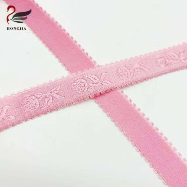 Wholesale Custom logo 18mm Colorful picot edge Jacquard Elastic Band Nylon Anti-slip Shiny Elastic Bra Straps for Underwear
