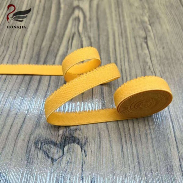 High Quality 12mm Yellow Soft Nylon Anti-slip Picot Edge Elastic Bra Strap Lace Elastic Trim Band for Bra