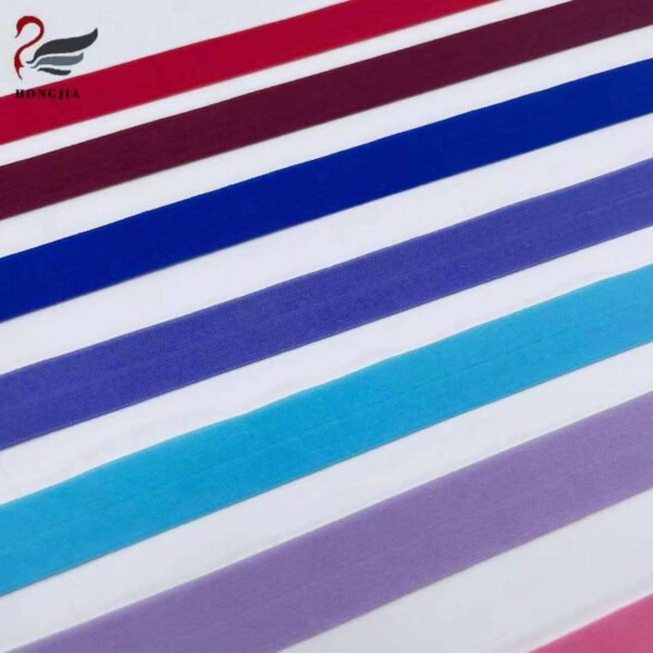 Factory Direct Sales 15mm 35mm Colorful Nylon Bra Elastic Band Soft Fold Over Elastic for Garment Strap