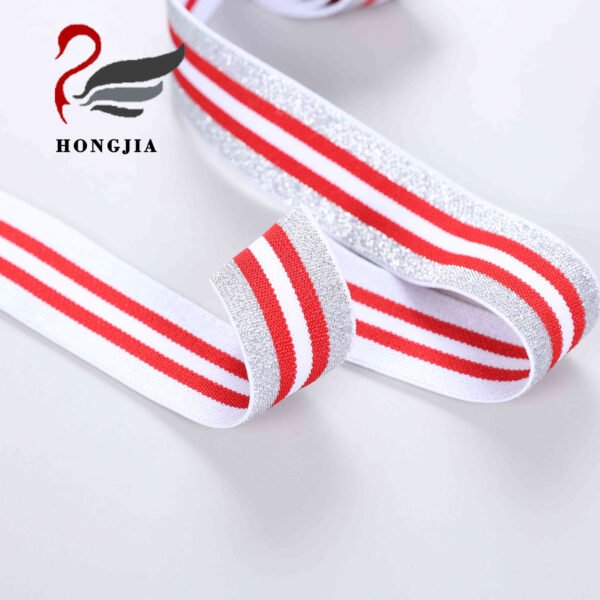 Wholesale Custom logo 32mm Shiny Elastic Band Polyamide Elastic Waistband Stripe Jacquard Elastic Band