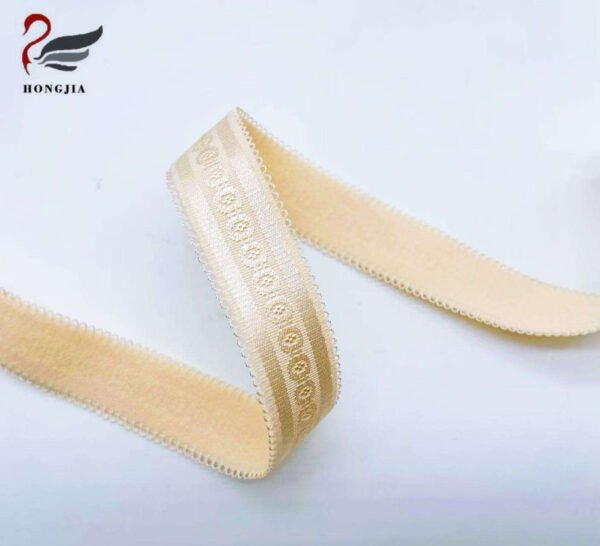 Custom logo Plush Adjustable Shoulder Strap Shiny Nylon Jacquard Elastic Band Non slip Bra Strap Elastic