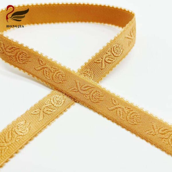 Wholesale Custom logo 18mm Colorful picot edge Jacquard Elastic Band Nylon Anti-slip Shiny Elastic Bra Straps for Underwear