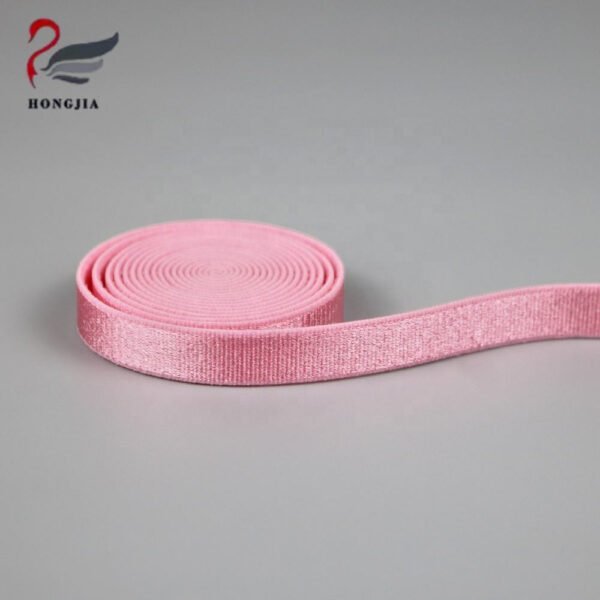 Factory Custom 10mm Glittery Nylon Bra Elastic Band Polyamides Shiny Bra Strap for Intimate Apparel