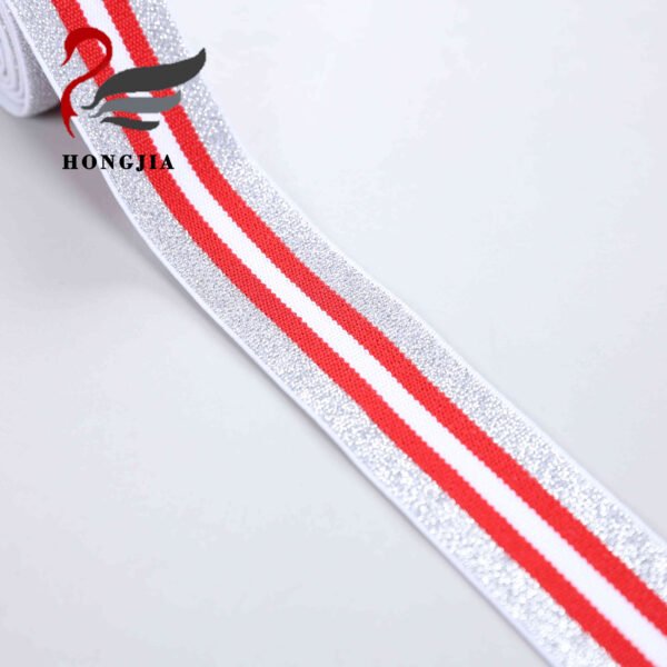 Wholesale Custom logo 32mm Shiny Elastic Band Polyamide Elastic Waistband Stripe Jacquard Elastic Band