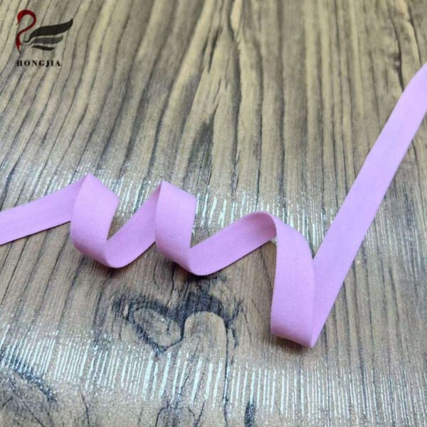 Wholesale Custom 12mm Soft Durable Polyamides FOE Elastic Binding Tape Nylon Fold Over Elastic for Lingerie Garment