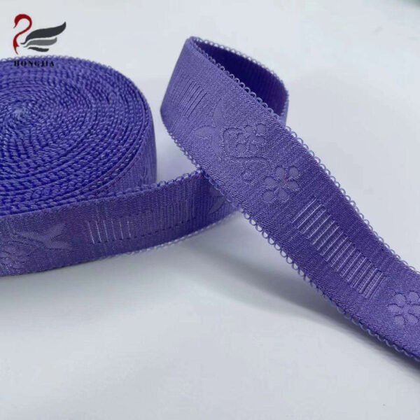 Custom Colorful Soft Polyamide Picot Edge Elastic Bra Strap Lingerie Elastic Lace Trim Jacquard Elastic Band