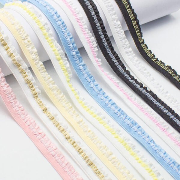 Excellent Quality Nylon Stretch Wooden Ear Lace Trims Ribbons Baby Shoes Garment Elastic Band for Sewing