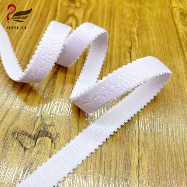 Custom logo Printing 18mm Underwear Elastic Band Nylon Elastic Bra Strap Picot Edge Jacquard Elastic Band